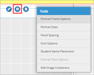 Open the Tools menu (gears icon) to adjust the portrait panel: